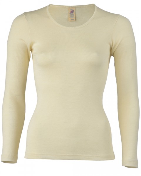 Damen Unterhemd langarm, 70%b Wolle (kbT), 30% Seide