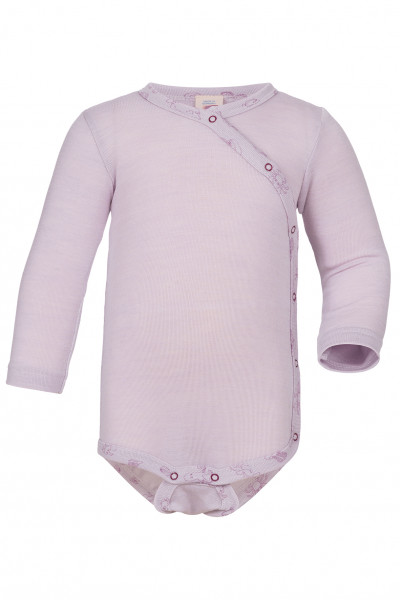 Baby Wickelbody langarm, Engel Natur, Wolle Seide, 4 Farben