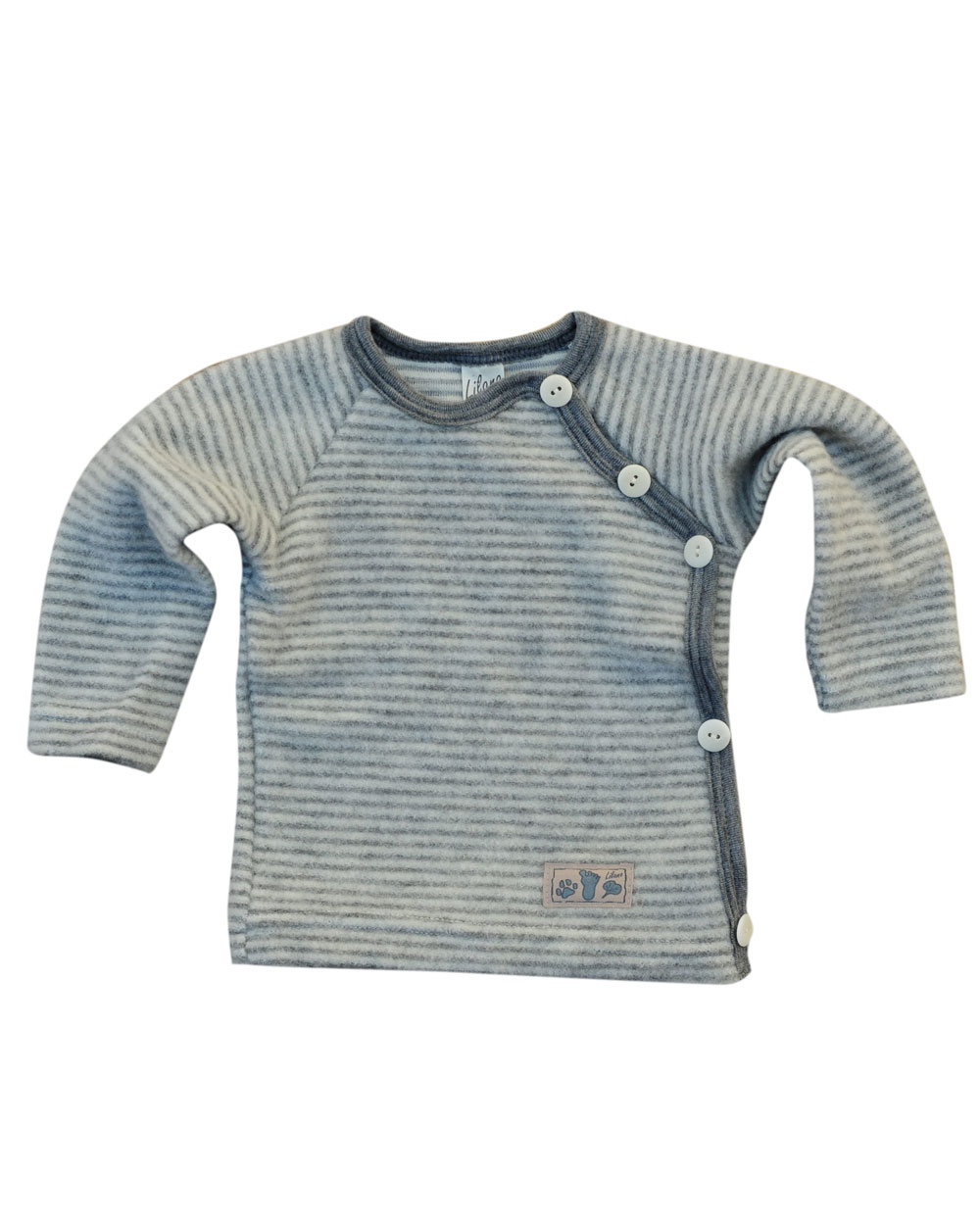 Lilano Baby Shirt 100 % Wollfrottee (kbT) in lustigem Ringelmuster |  Foster-Naturkleidung