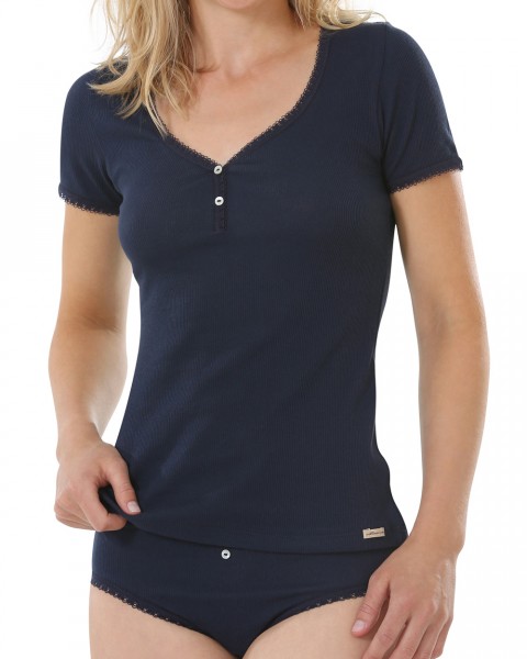 Comazo, Damen Ripp-Unterhemd kurzarm, 95% Baumwolle, 5% Elasthan