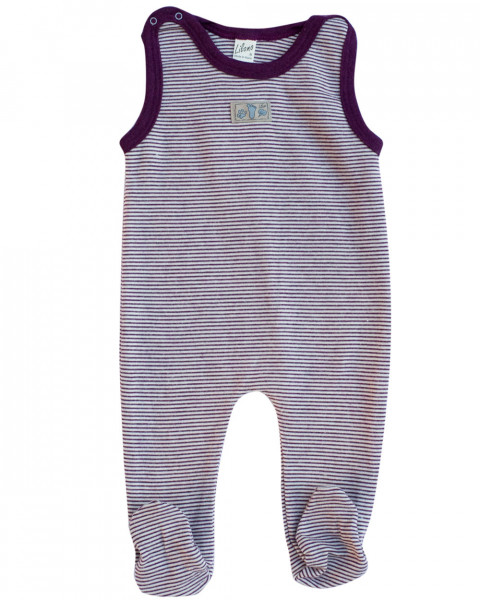 Lilano, Baby Strampler mit Fuß Ringel, Wolle (kbT), Seide, 210 g/m²